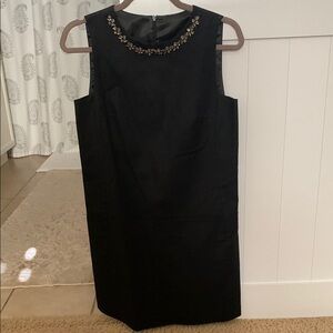 Zara Black Mini Dress with Embellished Neckline